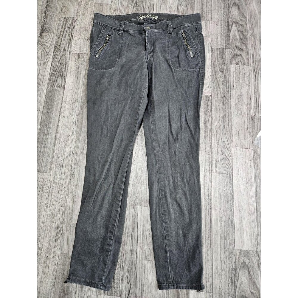 (3/$35) Old Navy Rockstar Jeans‎ Womens 10 Black Skinny Zipper Pockets Goth Punk